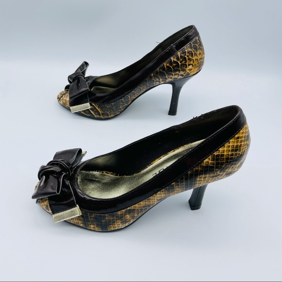 NEW Rampage Reptile Animal Print Bow Stiletto Heels - Picture 5 of 9